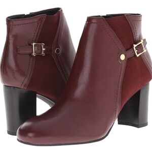Franco Sarto Womens burgundy Vegan Leather/Suede Heeled Ankle Boot Sz 7